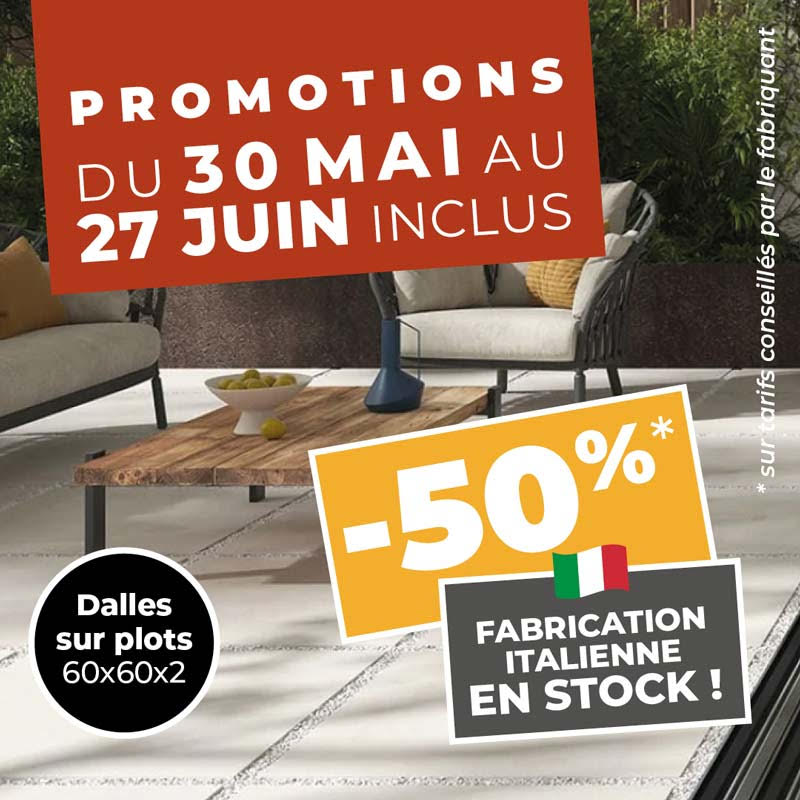 Promotion carrelage dalles sur plots